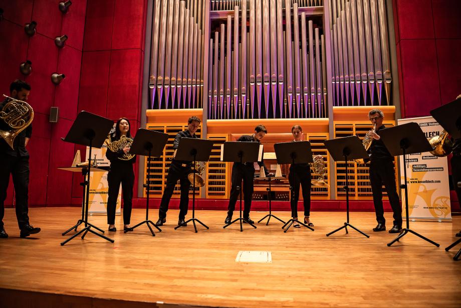 Aufnahme von einigen Mitgliedern des Blechbläserensembles City Brass. 